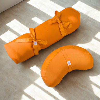 Set Meditazione con Zafu a Mezzaluna - Cotone Arancione