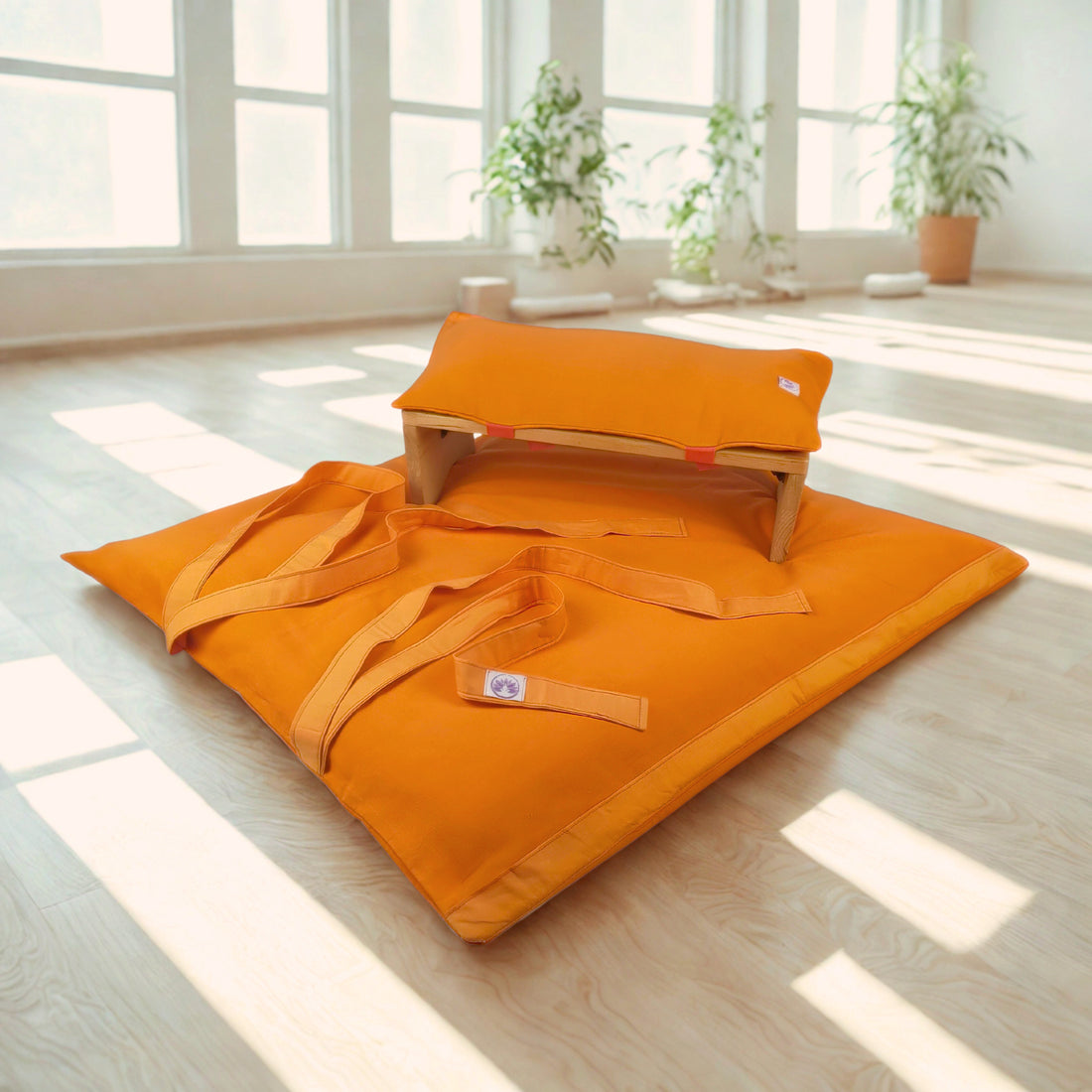 Set Meditazione con Sgabello - Cotone Arancione