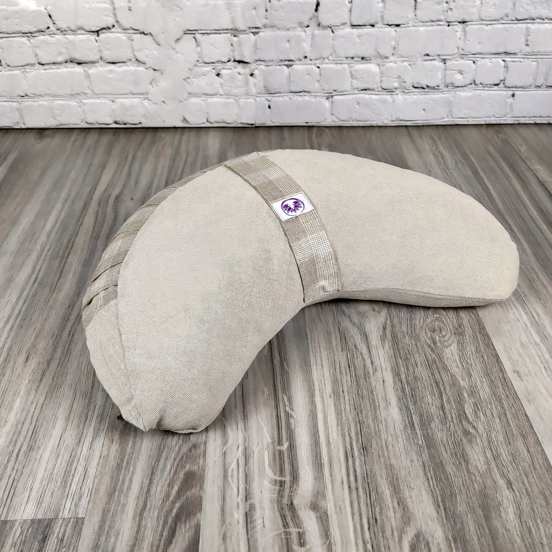 Cuscino zafu a mezzaluna Tartan Beige