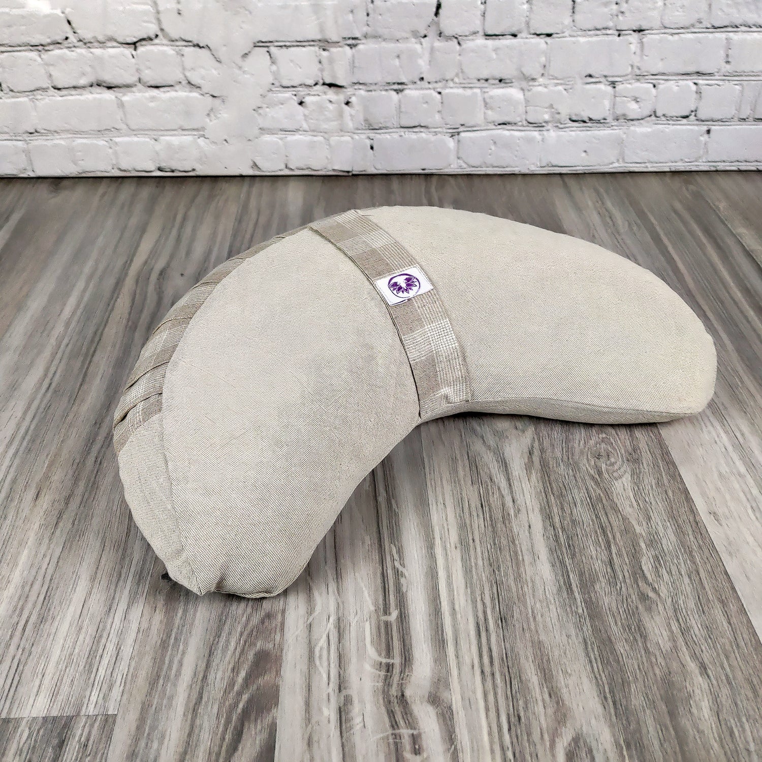 Cuscino zafu a mezzaluna Tartan Beige