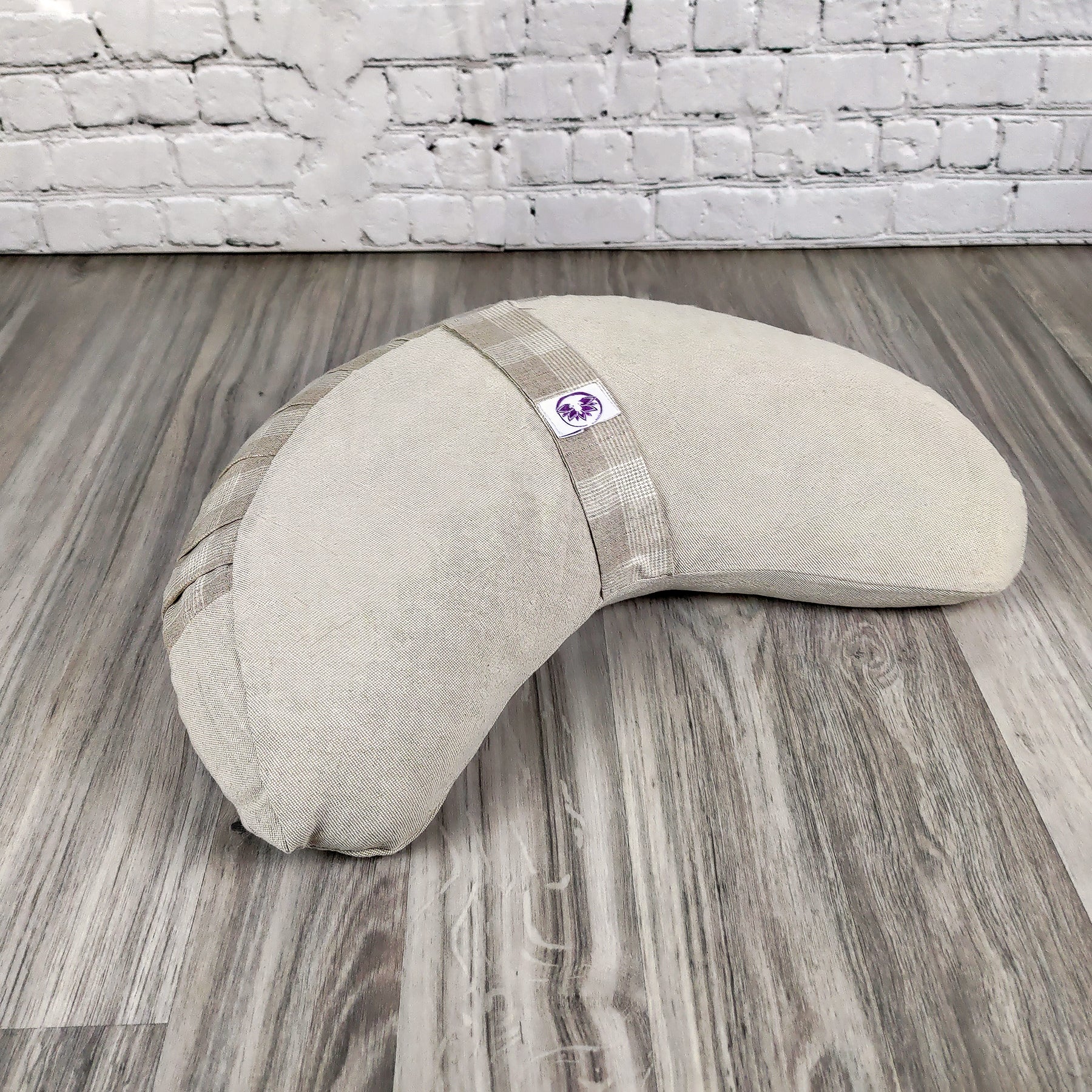Cuscino zafu a mezzaluna Tartan Beige