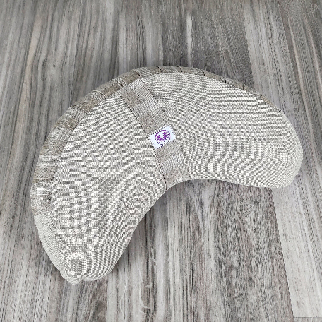 Cuscino zafu a mezzaluna Tartan Beige