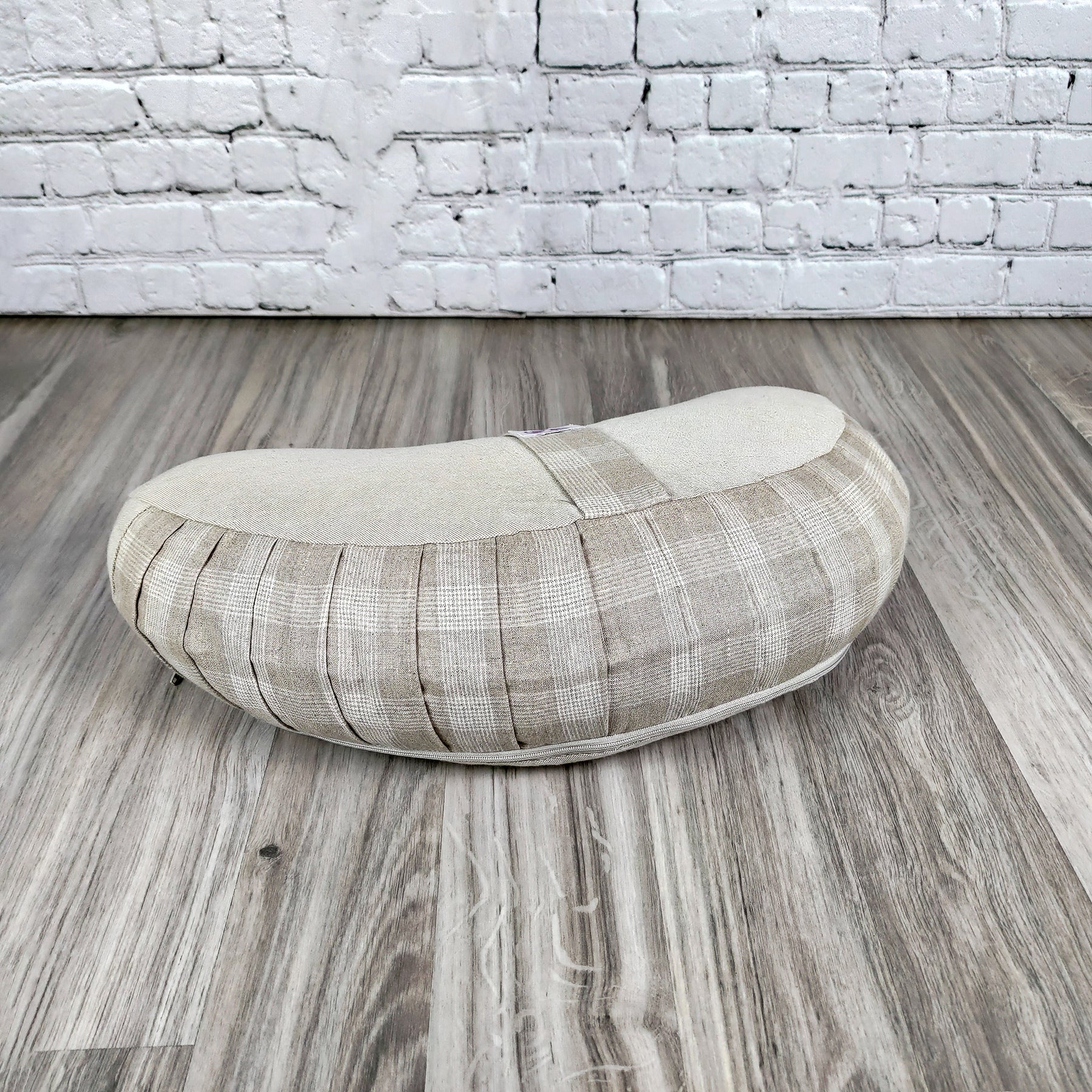 Cuscino zafu a mezzaluna Tartan Beige