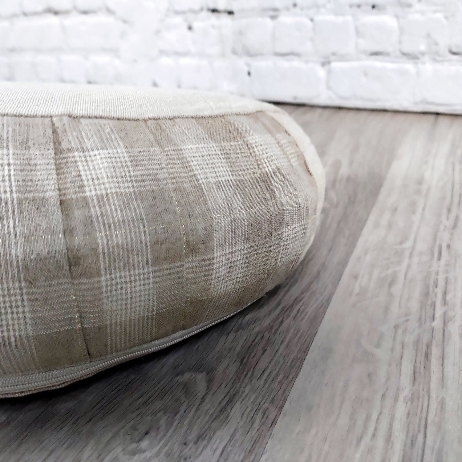 Cuscino zafu a mezzaluna Tartan Beige