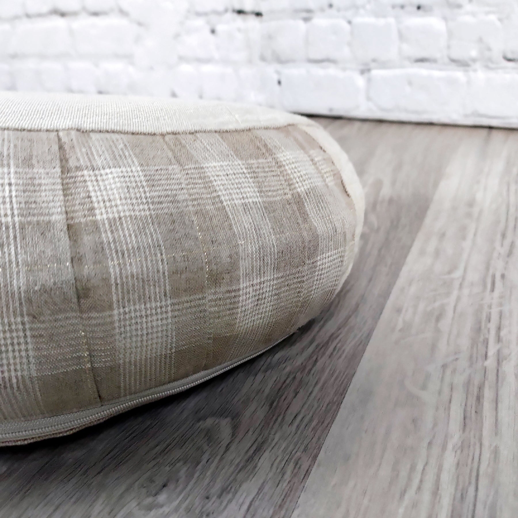 Cuscino zafu a mezzaluna Tartan Beige