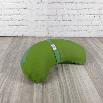 Cuscino zafu a mezzaluna monocromatico verde