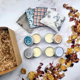 Confezione regalo box benessere corpo con candele e sacchetti profumati per il relax