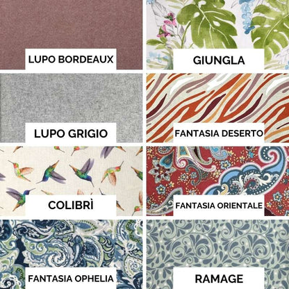 Tessuti per cuscino per gli occhi personalizzato, tra cui fantasie giungla e colibrì, per un riposo elegante