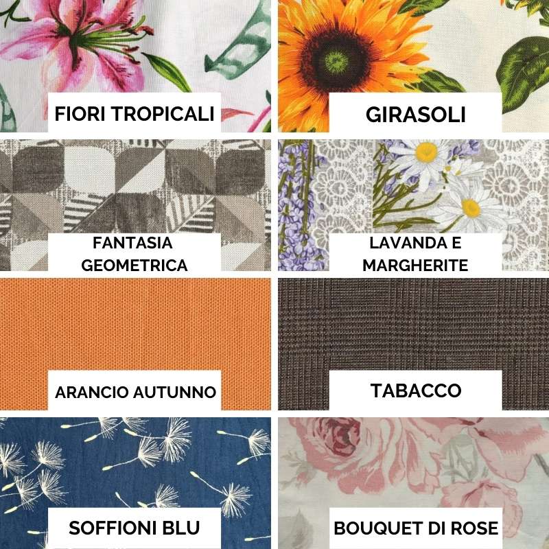 Varietà di tessuti per cuscino per gli occhi personalizzato con motivi floreali e colori vivaci
