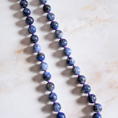 Mala 108 grani “Io Sono” in Fluorite Arcobaleno, Sodalite e Ametista