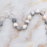 Collana mala quarzo rosa e diaspro in pietre naturali perfetta per meditazione e stile personale