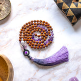 mala rudraksha ametista