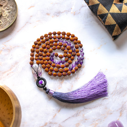 mala rudraksha ametista