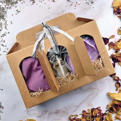 Box esperienza sensoriale con tisane, candele chakra e cuscino occhi